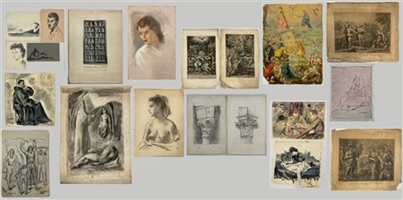 Cartella contenente numerose stampe e disegni di epoche diverse (difetti)