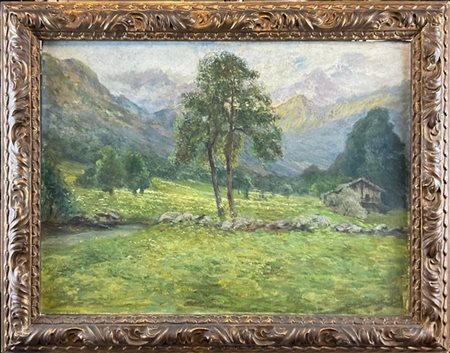 Ignoto del secolo XX

"Scorcio montano con baita" 
olio su tela (cm 45x60)
in c