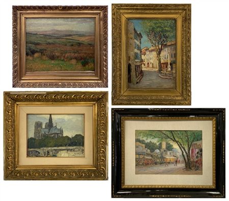 Louis Rodolphe Defontaine Lotto composto da tre dipinti ad olio su diversi suppo