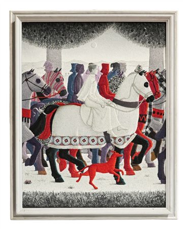 Ignoto "Regina di Saba" 1975, olio su masonite (cm 91x70) firmato Corvo in bass