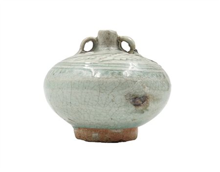 Anfora con invetriatura celadon 
Thailandia, probabilmente secolo XV-XVI 
(h. c