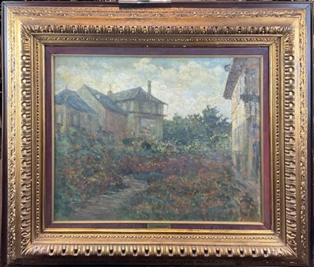 Carlo Cressini "Giardino in fiore" 
olio su tela (cm 57x72)
firmato in basso a d