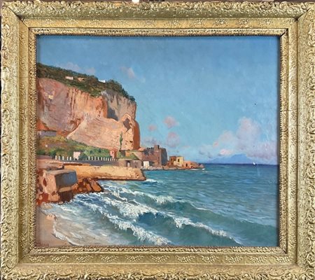 Gaetano Jerace "Marina di Equa" 
olio su compensato (cm 45x51)
firmato in basso
