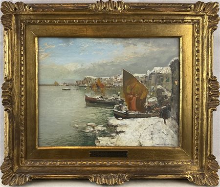 Fausto Pratella "Marina napoletana d'inverno" 
olio su compensato (cm 24x30)
fir