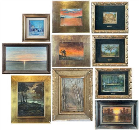Lotto composto da dieci dipinti di autori di fine secolo XIX e inizio secolo XX