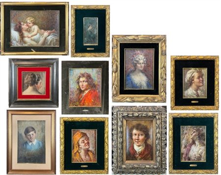 Lotto composto da dieci "Ritratti" di diversi autori tra cui Nazzareno Sidoli,