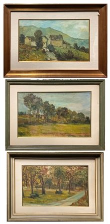 Arnaldo Spagnoli Lotto di tre Paesaggi olio su diversi supporti (cm max 30x50)