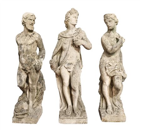 Lotto composto da tre sculture da giardino raffiguranti Venere, Apollo e Nettun