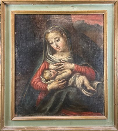 Ignoto

Antico dipinto ad olio su tela raffigurante "Madonna con Bambino"
(cm 4