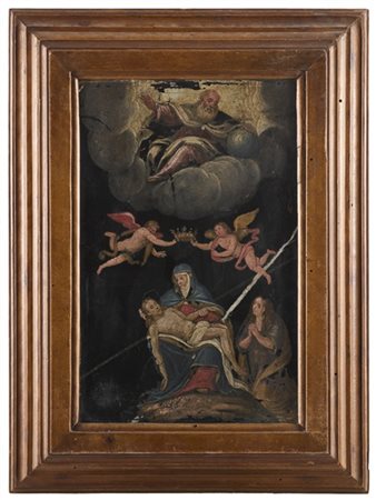 Scuola della fine del secolo XVII

"La pietà"
olio su lavagna (cm 29x19)
in cor