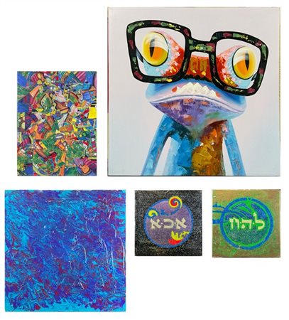 Lotto composto da cinque opere a tecnica mista su supporti differenti di autori