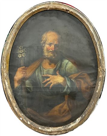 Scuola del secolo XVIII

"San Giuseppe"
olio su tela ovale (cm 123x95)
in corni