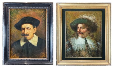 Nazzareno Sidoli Lotto composto da un "Autoritratto" e un "Ritratto" 
oli su tav