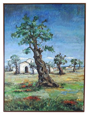 Gianpietro Maggi "Vecchio ulivo" 2006
olio su tela (cm 158x118)
firmato e datato