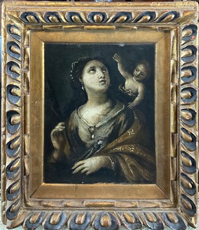 Scuola del secolo XVII

"Sant'Apollonia"
olio su tavola (cm 24x18)
in cornice (