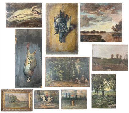 Lotto composto da dieci dipinti di diversi autori di fine secolo XIX e inizio s