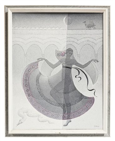 Ignoto "Sogno di Erodiade" 1974, olio su masonite (cm 90x71) firmato Corvo in b