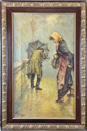 Antonio Pecoraro "Colpo di vento" 
olio su tela (cm 67x41)
firmato in basso a de