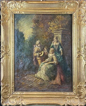 Scuola francese del secolo XIX

"Scena galante" 
olio su tela (cm 59x44)
reca f