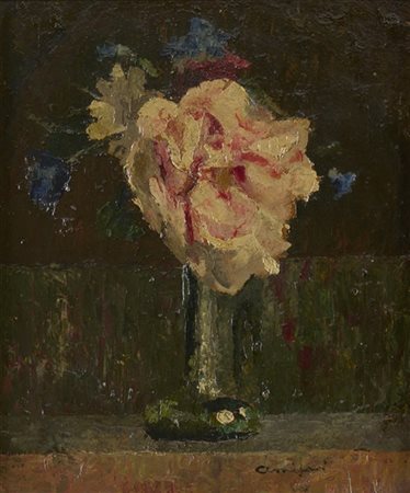 Giuseppe Amisani "Il fiore" 
olio su cartone (cm 26x22)
firmato in basso a destr