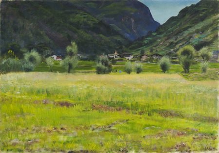Luigi Bracchi "Tirano - Valtellina" 
olio su tela (cm 70x100)
firmato in basso a