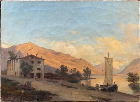 Scuola lombarda del secolo XIX

"Lago di Como" 
olio su tela (cm 32x44)
al retr