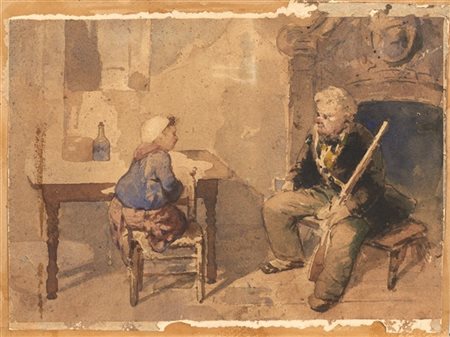 Domenico Induno (Attribuito)

"Acquerello preparatorio per il dipinto "Il caccia