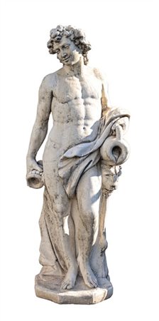 *Scultura da giardino in cemento raffigurante Bacco con anfora e pelle di leone