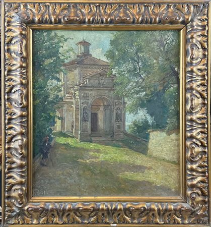 Enrico Ravetta "Cappella del Sacro Monte di Varese" 
olio su compensato (cm 45x4