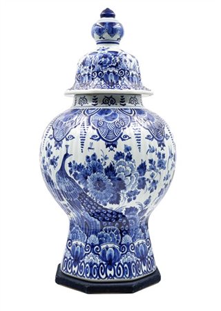 Manifattura di Delft, secolo XIX. Potiche in ceramica dipinta in monocromo blu