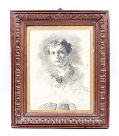 Enrico Ravetta "Autoritratto" 1886
tecnica mista su carta (cm 26,5x19,5)
datato