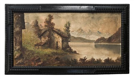 Ignoto

"Paesaggio lacustre" 
olio su tela (cm 118x59)
in cornice (difetti e ro