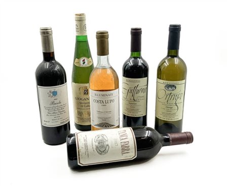 Lotto composto da oltre 20 bottiglie di vino in tre cartoni, tra le quali Guttu