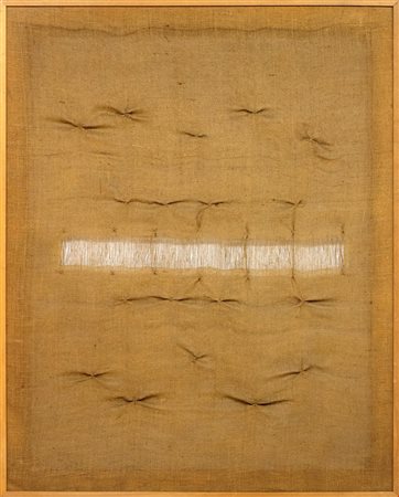 Salvatore Emblema, Senza Titolo, 2002, Terra colorata su tela di juta, cm...