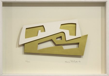 Hans Richter, Senza Titolo, 1971, Assemblaggio di legno dipinto su tavola, cm...
