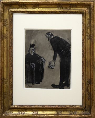 Mario Sironi, Don Tempesta, 1928, Tempera, matita grassa, tempera diluita e...