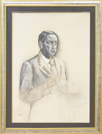 Alberto Sughi, Personaggio della cena, 1976, Acrilico su carta intelata, cm...