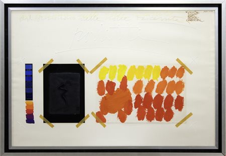 Concetto Pozzati, Palette, 1973, Acrilico e collage su carta, cm 73x102,...