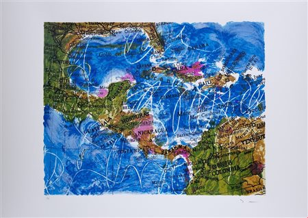 Mario Schifano, Senza Titolo, anni Novanta, Serigrafia materica, cm 70x100,...