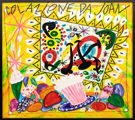 Bruno Donzelli, Colazione da Joan, anni Duemila, Tecnica mista su tela, cm...