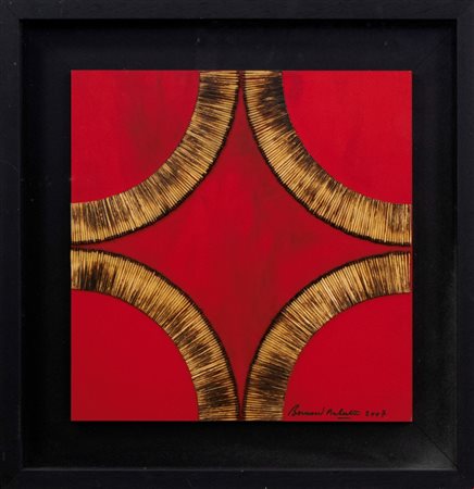 Bernard Aubertin, Dessin de feu sur table rouge, 2007, Fiammiferi bruciati ed...
