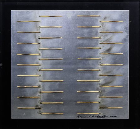 Bernard Aubertin, Dessin de feu, 2007, Fiammiferi bruciati su alluminio, cm...