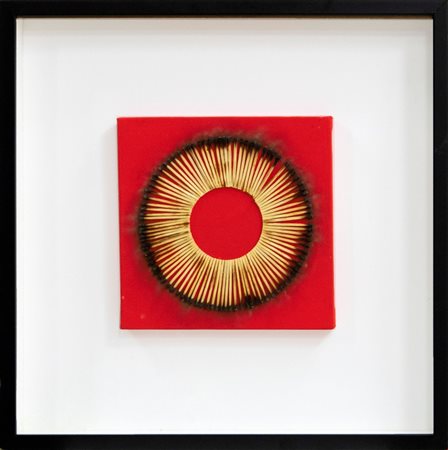 Bernard Aubertin, Dessin de feu, 2010, Acrilici e fiammiferi bruciati su...