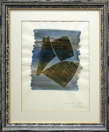 Gastone Biggi, Giornale della notte, 1982, Tempere diluite e collage su...