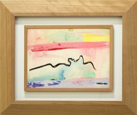 Sebastiano Carta, Senza Titolo, 1972, Tecnica mista su carta su tavola,...