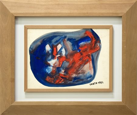 Sebastiano Carta, Senza Titolo, 1971, Tecnica mista su carta su tavola,...