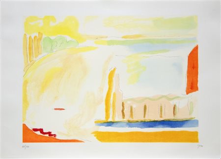 Virgilio Guidi, Senza Titolo, anni Ottanta, Serigrafia a colori, cm 51x70,...