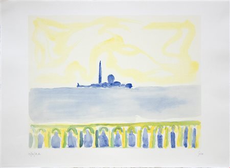 Virgilio Guidi, Senza Titolo, anni Ottanta, Serigrafia a colori, cm 51x70,...