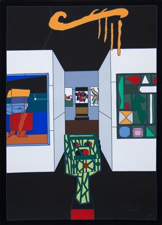 Ugo Nespolo, Senza Titolo, anni Duemila, Serigrafia a colori, cm 69x49,...