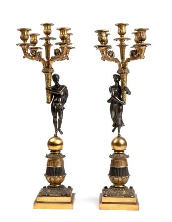  
Coppia di candelabri francesi Neoclassici  XIX secolo
 Altezza x larghezza x profondità: 65 x 14 x 14 cm